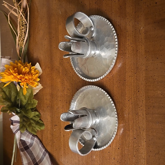 Vintage Trade Continental Hammered Aluminum Candlestick Candle Holders - Picture 2 of 8